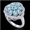 3 CTW Sky Blue Topaz & VS/SI Diamond Cluster Halo Ring 10K White Gold - REF-52K2W - 20774