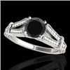 1.25 CTW Certified VS Black Diamond Solitaire Antique Ring 10K White Gold - REF-64X8T - 34660