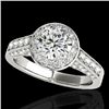 1.8 CTW H-SI/I Certified Diamond Solitaire Halo Ring 10K White Gold - REF-178Y2K - 34042