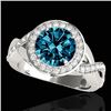 1.75 CTW Si Certified Fancy Blue Diamond Solitaire Halo Ring 10K White Gold - REF-197W8F - 33272