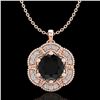 1.01 CTW Fancy Black Diamond Solitaire Art Deco Stud Necklace 18K Rose Gold - REF-74H2A - 37969