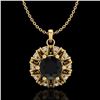 1.2 CTW Fancy Black Diamond Art Deco Micro Pave Stud Necklace 18K Yellow Gold - REF-82Y8K - 37739