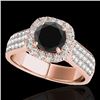 Image 1 : 1.8 CTW Certified VS Black Diamond Solitaire Halo Ring 10K Rose Gold - REF-103H6A - 34064