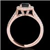 Image 2 : 1.8 CTW Certified VS Black Diamond Solitaire Halo Ring 10K Rose Gold - REF-103H6A - 34064