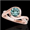 1.15 CTW Si Certified Fancy Blue Diamond Solitaire Ring 10K Rose Gold - REF-150H9A - 34841