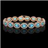 24.32 CTW Swiss Topaz & Diamond Halo Bracelet 10K Rose Gold - REF-252F8N - 40635