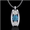 Image 1 : 1.07 CTW Fancy Intense Blue Diamond Solitaire Art Deco Necklace 18K White Gold - REF-123N6Y - 37775