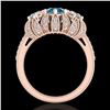 Image 4 : 2.26 CTW Fancy Intense Blue Diamond Art Deco 3 Stone Ring 18K Rose Gold - REF-254W5F - 37748