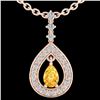 Image 2 : 1.15 CTW Citrine & Micro Pave VS/SI Diamond Necklace Designer 14K Rose Gold - REF-61H3A - 23164