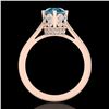 Image 4 : 1.5 CTW Fancy Intense Blue Diamond Engagement Art Deco Ring 18K Rose Gold - REF-209A3X - 37349