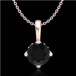 0.82 CTW Fancy Black Diamond Solitaire Art Deco Stud Necklace 18K Rose Gold - REF-63Y6K - 37801