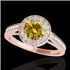 Image 1 : 1.45 CTW Certified Si/I Fancy Intense Yellow Diamond Solitaire Halo Ring 10K Rose Gold - REF-209N3Y 