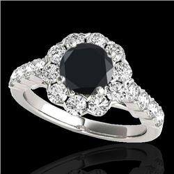 2.35 CTW Certified VS Black Diamond Solitaire Halo Ring 10K White Gold - REF-115X3T - 33547