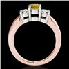 Image 2 : 2 CTW Certified Si/I Fancy Intense Yellow Diamond 3 Stone Solitaire Ring 10K Rose Gold - REF-349A8X 