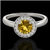 Image 1 : 1.15 CTW Certified Si/I Fancy Intense Yellow Diamond Solitaire Halo Ring 10K White Gold - REF-152W8F