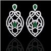 7 CTW Emerald & Micro VS/SI Diamond Heart Earrings Designer 14K White Gold - REF-381N8Y - 21136