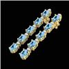 5 CTW Aquamarine & VS/SI Diamond Tennis Earrings 10K Yellow Gold - REF-54K4W - 21513