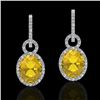 6 CTW Citrine & Micro Pave Solitaire Halo VS/SI Diamond Earrings 14K White Gold - REF-98Y2K - 22731