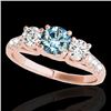 3.25 CTW Si Certified Fancy Blue Diamond 3 Stone Ring 10K Rose Gold - REF-394W5F - 35454