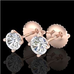 0.65 CTW VS/SI Diamond Solitaire Art Deco Stud Earrings 18K Rose Gold - REF-97M3H - 37296