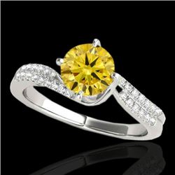 1.2 CTW Certified Si Fancy Yellow Diamond Bypass Solitaire Ring 10K White Gold - REF-161N8Y - 35112