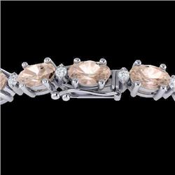 21.2 CTW Morganite & VS/SI Certified Diamond Eternity Bracelet 10K White Gold - REF-290N2Y - 29455