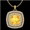 1.77 CTW Citrine & Micro Pave VS/SI Diamond Halo Necklace 18K Yellow Gold - REF-63F5N - 20453