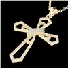 1 CTW Micro Pave VS/SI Diamond Cross Necklace 18K Yellow Gold - REF-107A3X - 22579