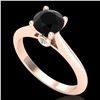 1.08 CTW Fancy Black Diamond Solitaire Engagement Art Deco Ring 18K Rose Gold - REF-58N2Y - 38200