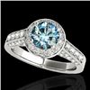 1.8 CTW Si Certified Fancy Blue Diamond Solitaire Halo Ring 10K White Gold - REF-178M2H - 34047