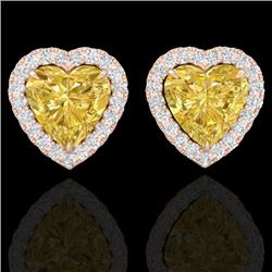 2 CTW Citrine & Micro Pave VS/SI Diamond Earrings Heart Halo 14K Rose Gold - REF-42Y4K - 21201