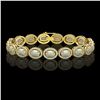 14.24 CTW Opal & Diamond Halo Bracelet 10K Yellow Gold - REF-298N2Y - 40618