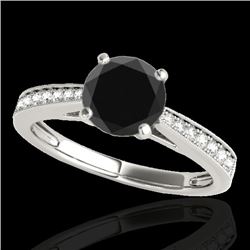 1.25 CTW Certified VS Black Diamond Solitaire Ring 10K White Gold - REF-54X2T - 35008