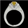 Image 2 : 1.5 CTW Certified Si Intense Yellow Diamond Solitaire Antique Ring 10K White Gold - REF-180Y2K - 347