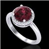 Image 2 : 2.70 CTW Garnet & Micro Pave VS/SI Diamond Ring Designer Halo 18K White Gold - REF-49K3W - 23211