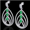 Image 1 : 4 CTW Emerald & Micro Pave VS/SI Diamond Earrings 18K White Gold - REF-307W3F - 22455