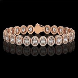 15.8 CTW Oval Diamond Designer Bracelet 18K Rose Gold - REF-2838F8N - 42762