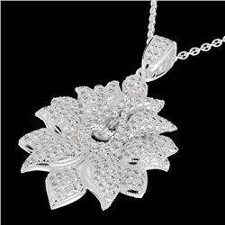 3 CTW Micro Pave VS/SI Diamond Designer Necklace 18K White Gold - REF-347K3W - 22558