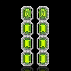 17.81 CTW Peridot & Diamond Halo Earrings 10K White Gold - REF-220Y8K - 41597
