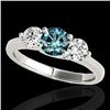 Image 1 : 2 CTW Si Certified Fancy Blue Diamond 3 Stone Solitaire Ring 10K White Gold - REF-281X8T - 35390