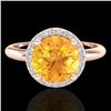Image 1 : 2 CTW Citrine & Micro VS/SI Diamond Ring Designer Halo 14K Rose Gold - REF-44T9M - 23207
