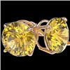 Image 4 : 5 CTW Certified Intense Yellow SI Diamond Solitaire Stud Earrings 10K Rose Gold - REF-1380A2X - 3315
