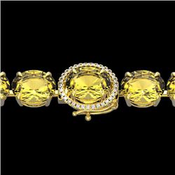 78 CTW Citrine & Micro Pave VS/SI Diamond Halo Bracelet 14K Yellow Gold - REF-212Y8K - 22256