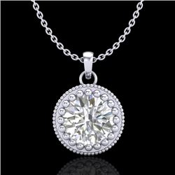 1 CTW VS/SI Diamond Solitaire Art Deco Necklace 18K White Gold - REF-292W5F - 36890