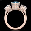 Image 4 : 3.06 CTW Fancy Intense Blue Diamond Art Deco 3 Stone Ring 18K Rose Gold - REF-390W9F - 37391
