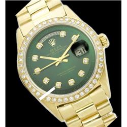 Rolex Men's 18K Yellow President, QuickSet, Diamond Dial & Diamond Bezel - REF-1391M6F