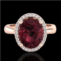 2.50 CTW Garnet And Micro Pave VS/SI Diamond Ring Halo 14K Rose Gold - REF-38M9H - 21105