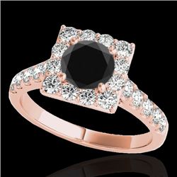 2.5 CTW Certified VS Black Diamond Solitaire Halo Ring 10K Rose Gold - REF-113X3T - 34145