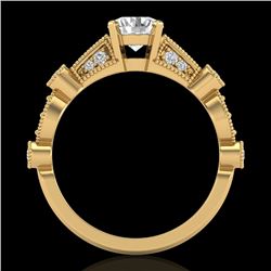 1.03 CTW VS/SI Diamond Solitaire Art Deco Ring 18K Yellow Gold - REF-203X6T - 36973