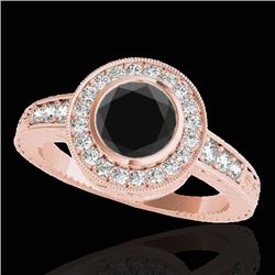 2 CTW Certified VS Black Diamond Solitaire Halo Ring 10K Rose Gold - REF-86H2A - 33904
